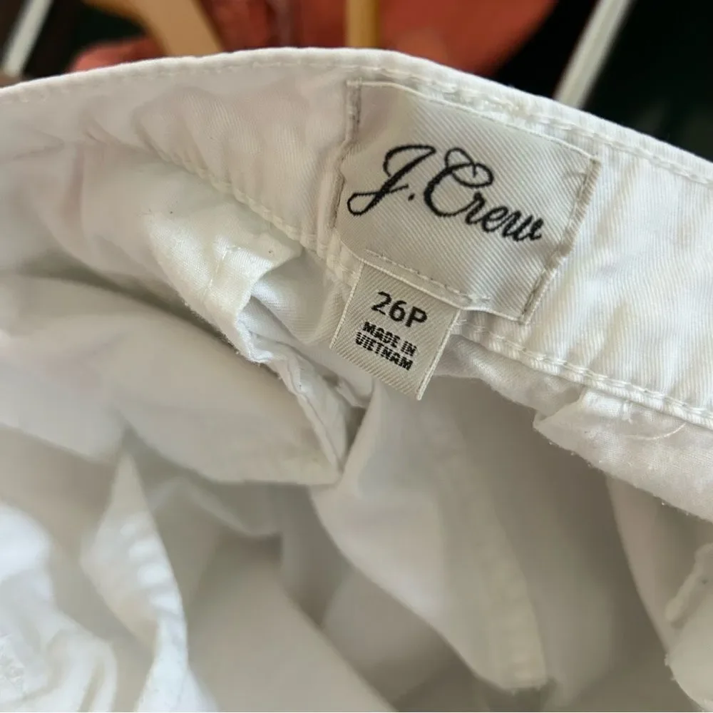J. Crew Slouchy Boyfriend Chino White Crop Pants Women's 26P Great Preworn Condi